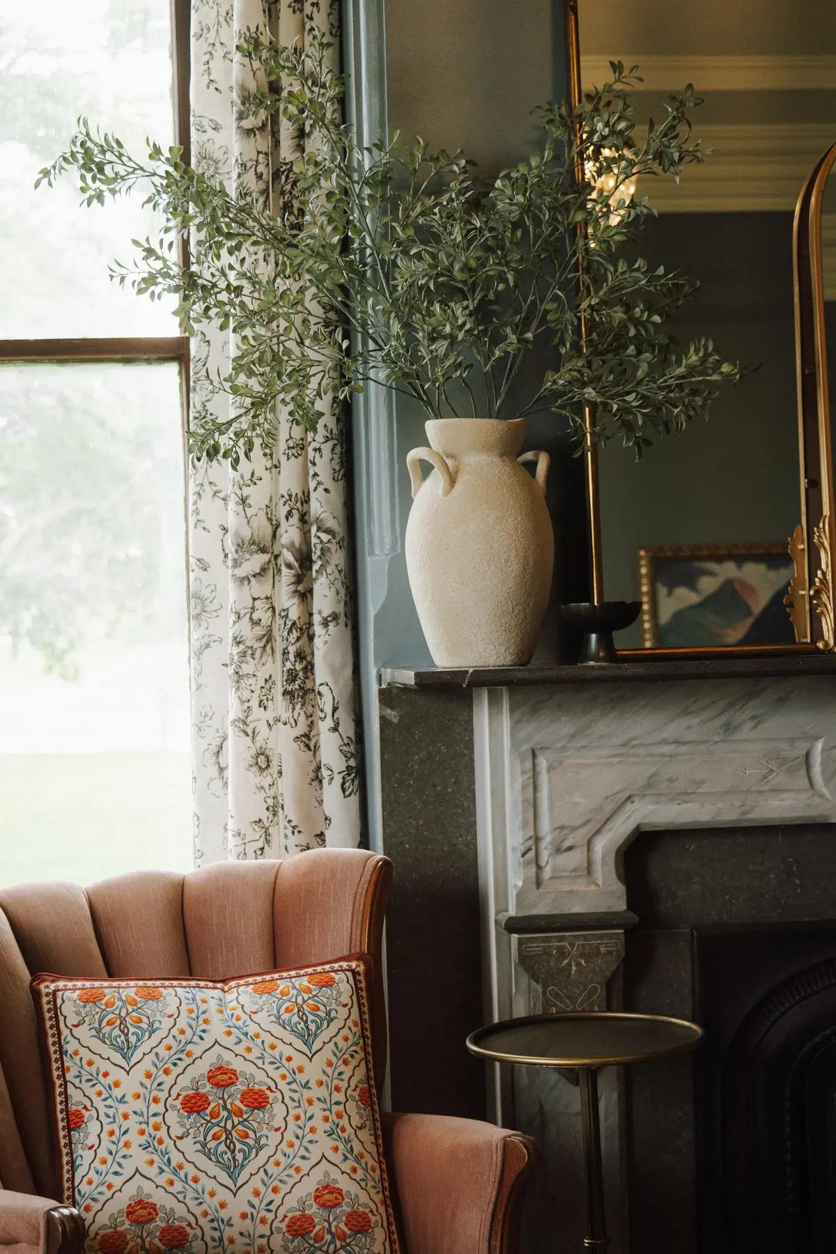 Wingback By The Fireplace